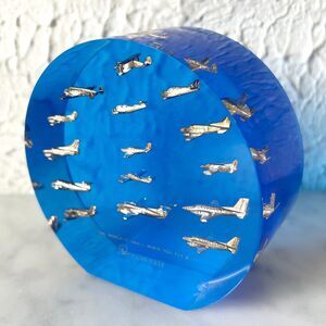 Vintage Beechcraft Airplanes Acrylic Lucite Standing Paperweight 3-3/4" x 3-7/8"